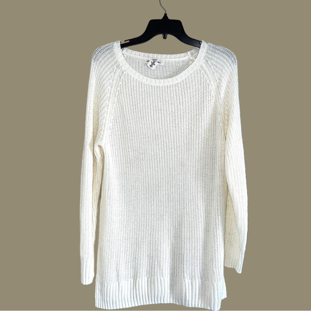 H&M LOGG Size Medium Cream Tunic Sweater Long Sleeve